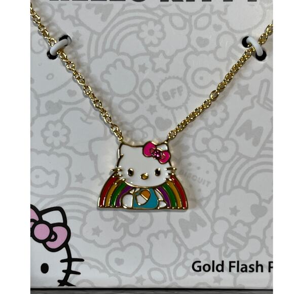 Hello Kitty Sanrio Womens Rainbow Pendant Necklace 18" Flash Plated NEW - Picture 1 of 7